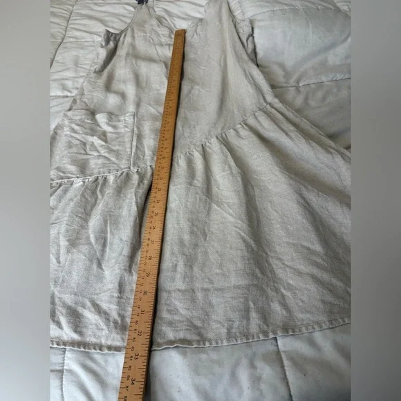 Garnet Hill 100% linen beige minimalist dress size 8 sleeveless - Picture 8 of 12